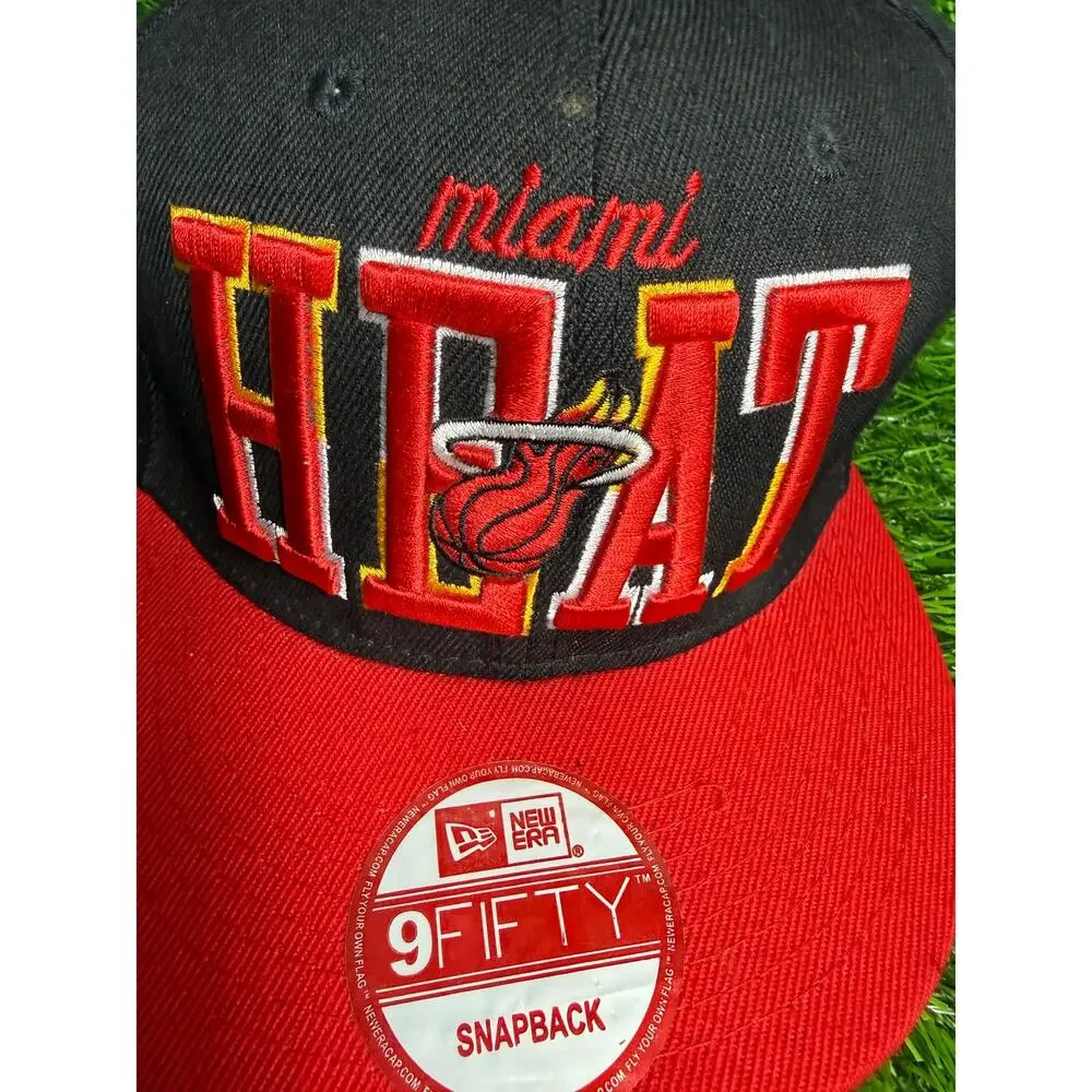 Miami Heat New Era 9FIFTY Snapback Hat Cap NBA Basketball HWC Black Red OSFA